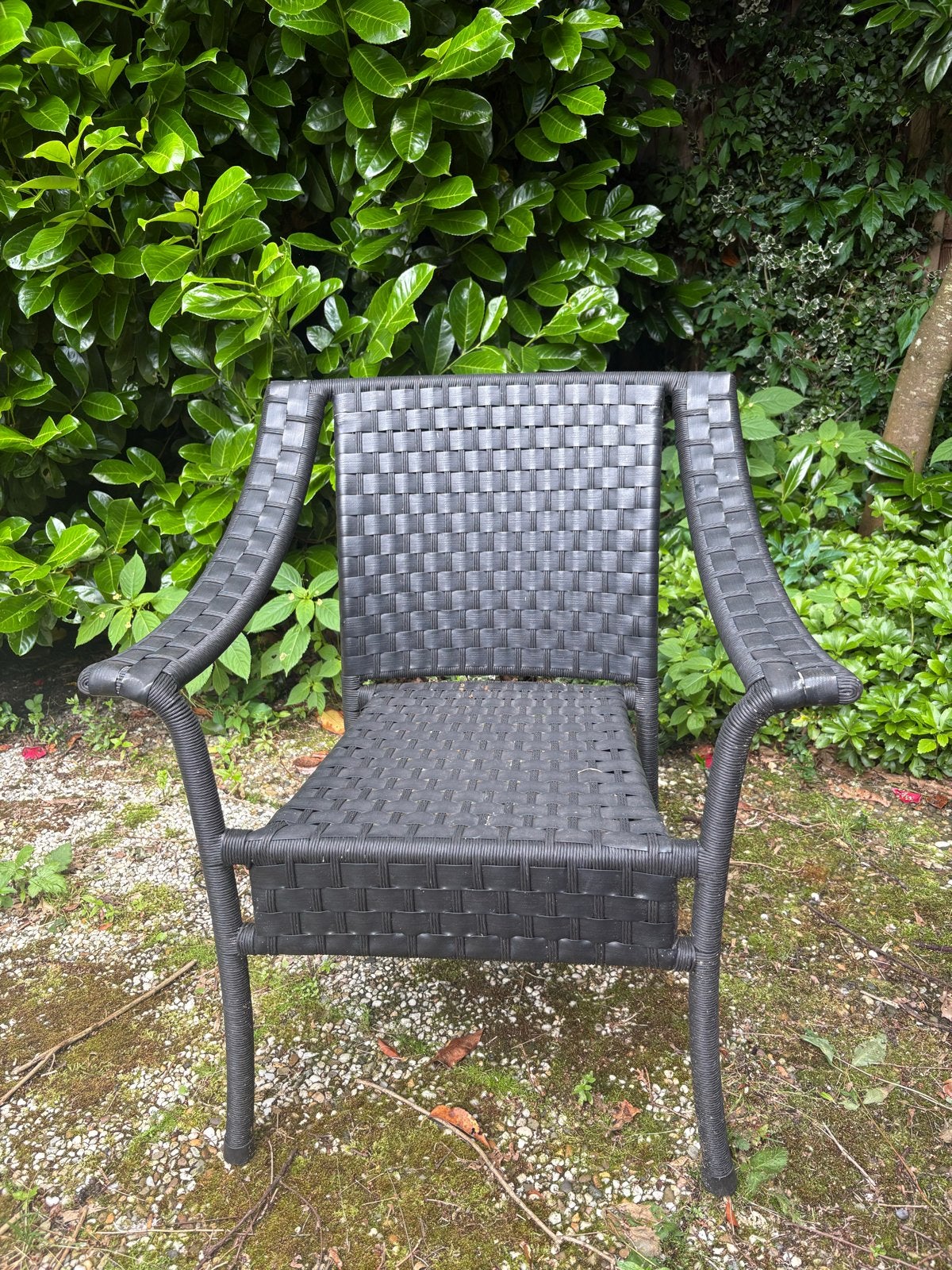 Zwarte Tuinstoel, Tuin en Terras, Tuinstoelen, Ophalen, Gebruikt, Wicker