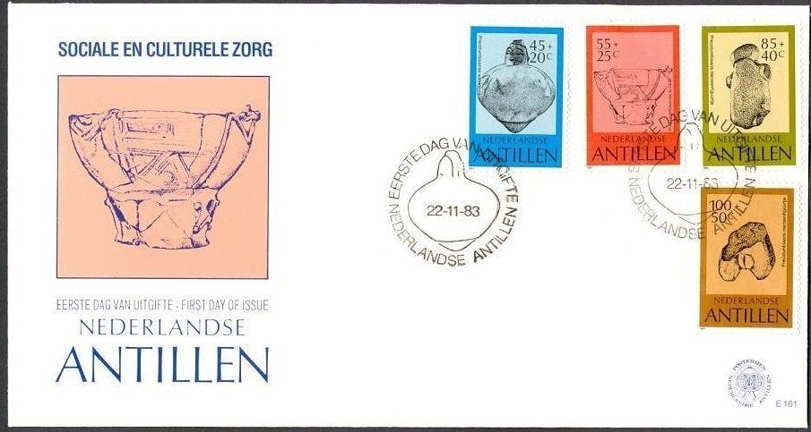 Nederlandse Antillen 1983 -FDCE161 -PreColombiaans aardewerk, Ophalen of Verzenden