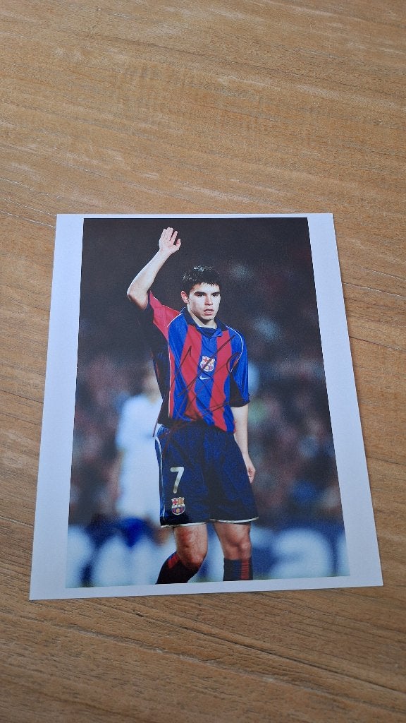 Foto 20x25cm met handtekening; Javier Saviola # Barcelona, Verzamelen, Ophalen of Verzenden, Nieuw, Buitenlandse clubs, Overige typen