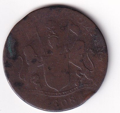 India 20 Cash 1808 in minimale kwaliteit, Verzenden, Zuid-Azië, Losse munt