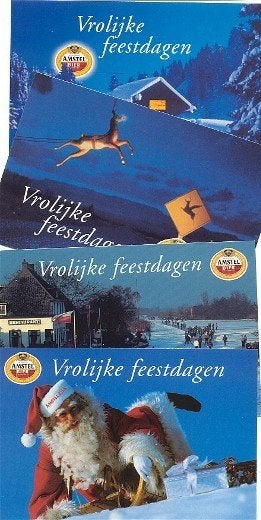 4x Bier- Kerst-/Vrolijke Feestdagen- Amstel Bier voor € 2,-, Verzamelen, Ophalen, Nieuw, Overige typen, Amstel
