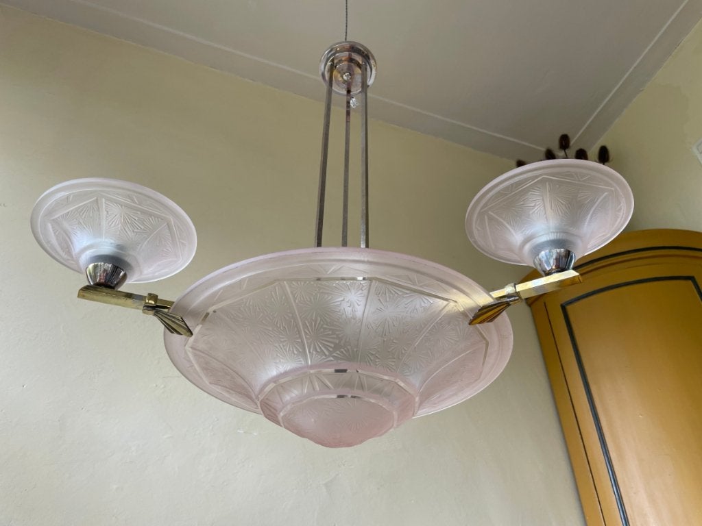 Lamp Hanglamp Plafondlamp art deco 1930 Frans, Ophalen
