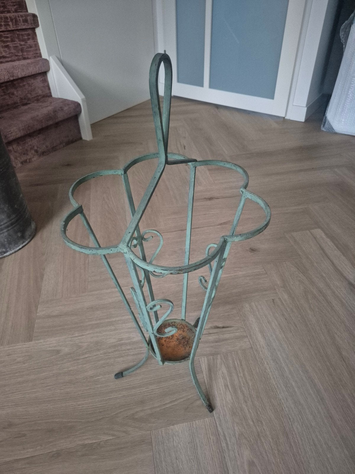 Antieke paraplubak van metaal groen patina., Huis en Inrichting, Ophalen, Gebruikt, Metaal