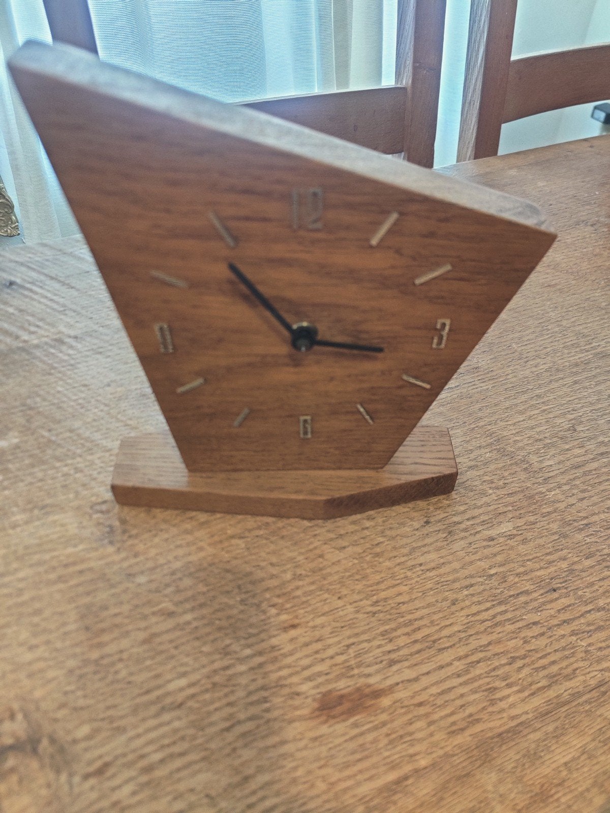 Vintage houten tafelklok met Nufa uurwerk, Antiek en Kunst, Antiek | Klokken, Ophalen of Verzenden
