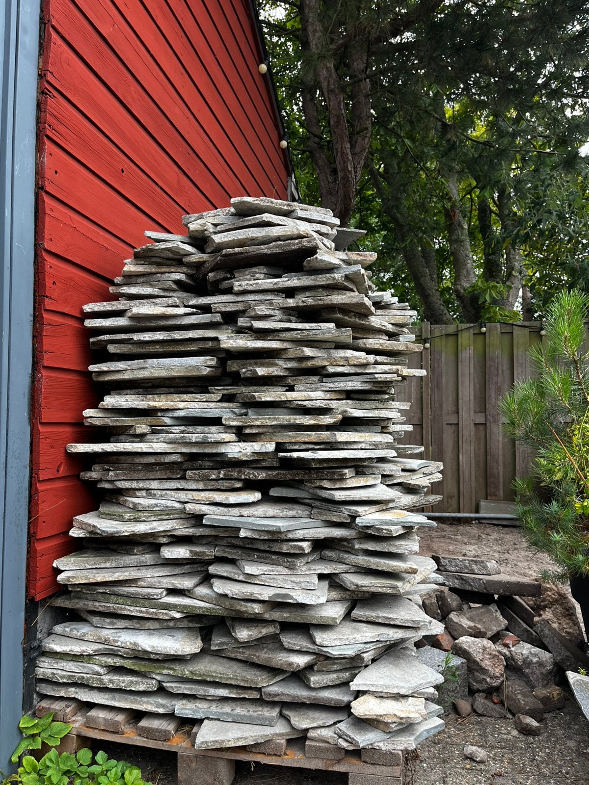 Flagstones grijs (20-25m2), Tuin en Terras, Ophalen, Gebruikt, Grijs, Overige typen