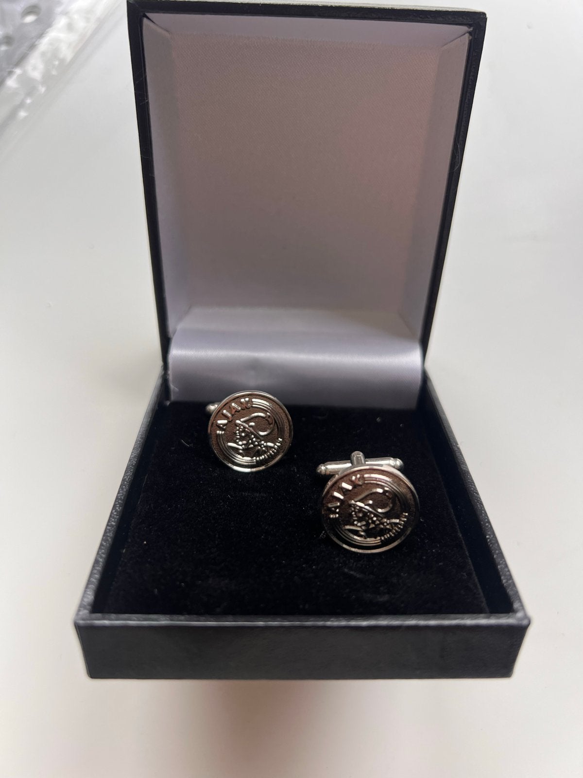 Ajax Manchetknopen in Geschenkdoos, Ophalen of Verzenden, Zo goed als nieuw, Overige materialen, Verzilverd
