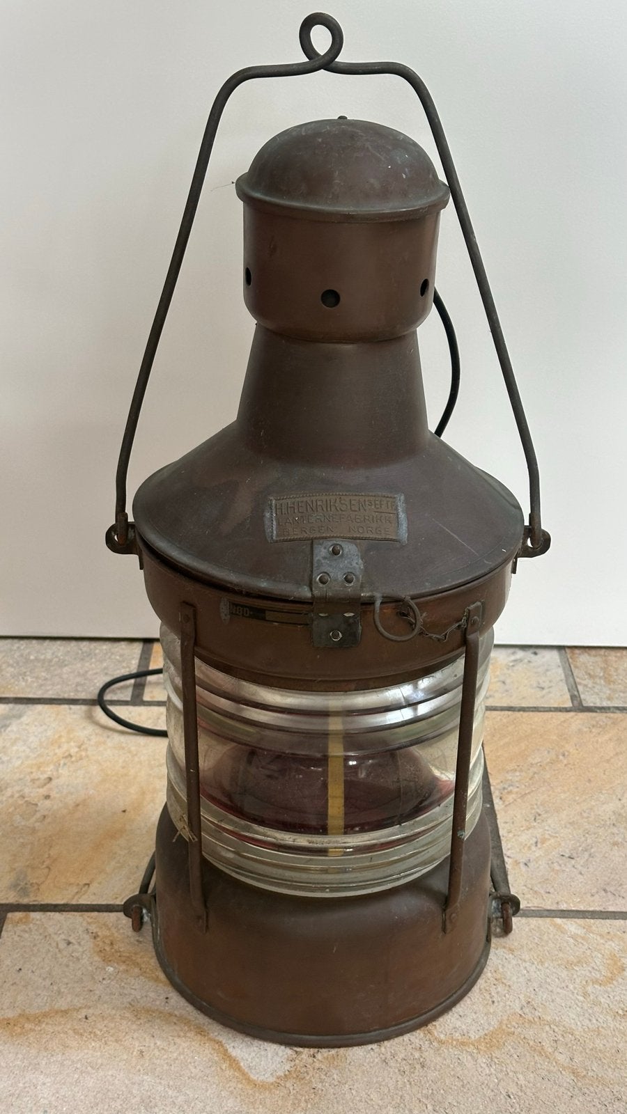 Antieke Koperen Scheepslantaarn H. Henriksen Efterf., Antiek en Kunst, Ophalen