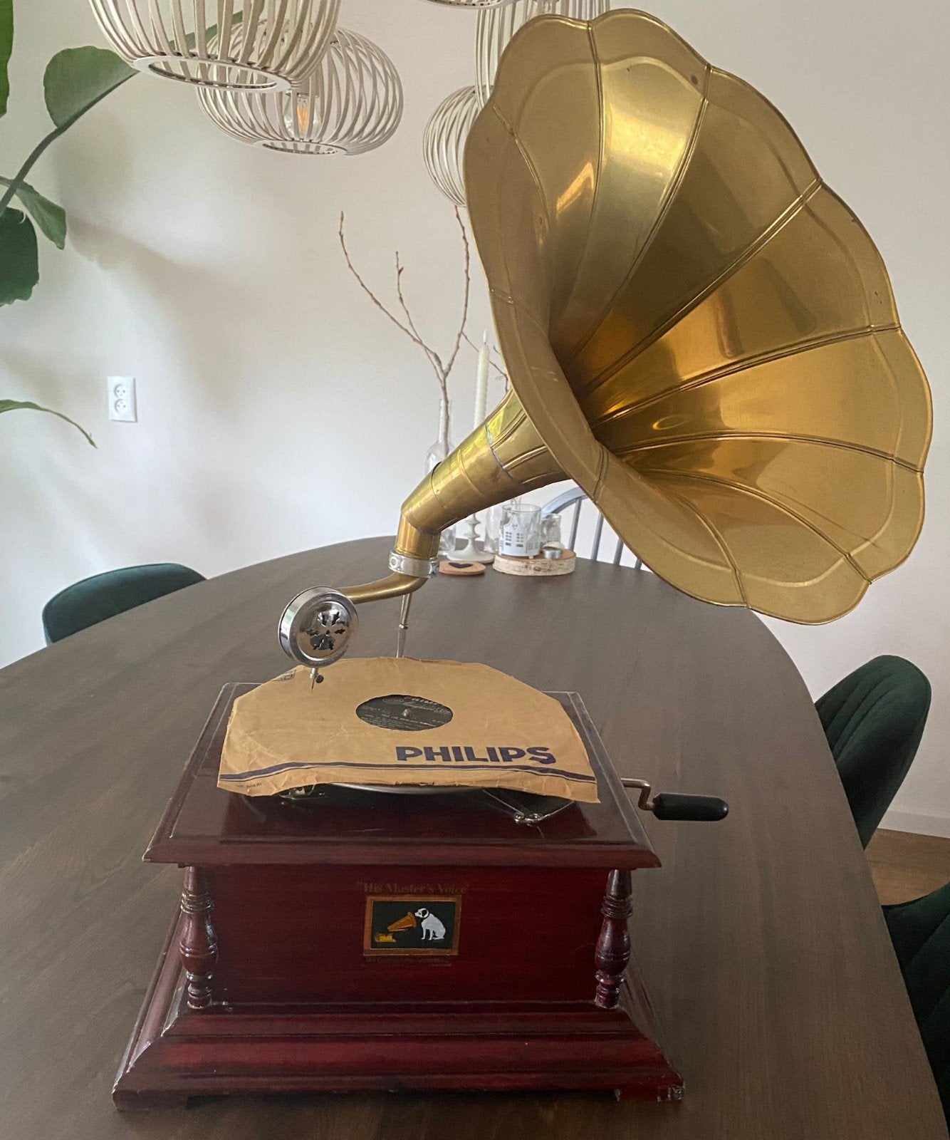 Antieke Grammofoon met Hoorn - His Master's Voice, Ophalen of Verzenden, Gebruikt, Platenspeler, Overige merken
