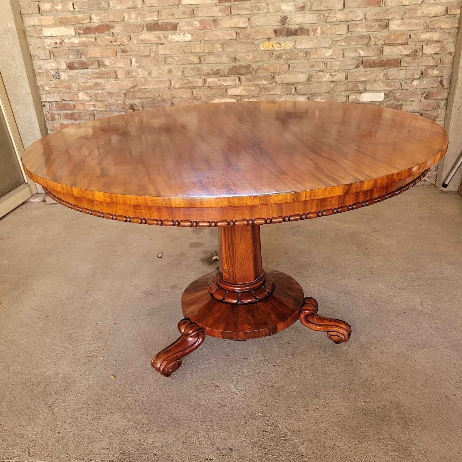 Vintage oude mahonie ronde tafel eettafel., Ophalen