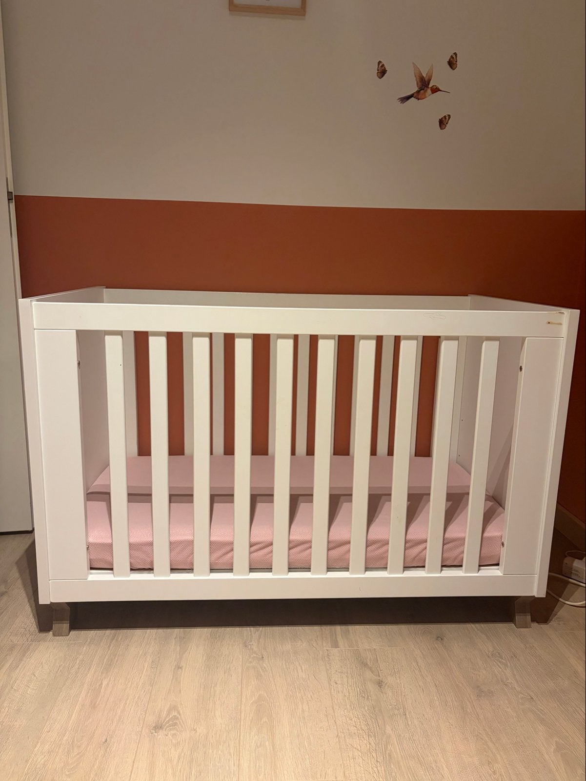 Wit ledikant 60x120 cm met Aerosleep matras en hoesjes, Ophalen, Gebruikt, Minder dan 140 cm, Matras