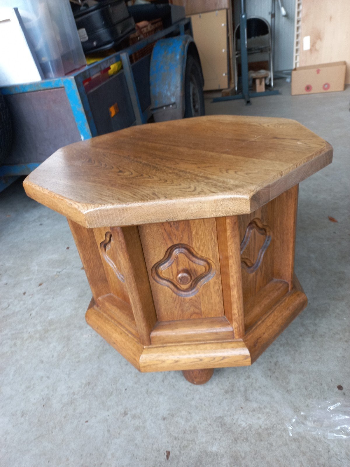 Eikenhouten bijzettafel - 45 cm hoog, 55 cm breed, Ophalen, Gebruikt, 50 tot 100 cm, Eikenhout