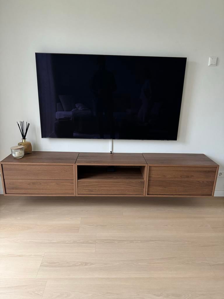 Eket Modern zwevend tv-meubel met lades en open vak, Huis en Inrichting, Kasten | Televisiemeubels, Ophalen of Verzenden, Zo goed als nieuw