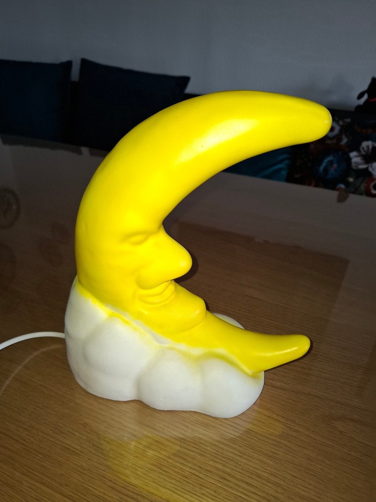 Heico Maanlamp - Gele Maan met Wolk - Nachtlampje, Huis en Inrichting, Met schakelaar, Overige merken, Gebruikt, Kunststof