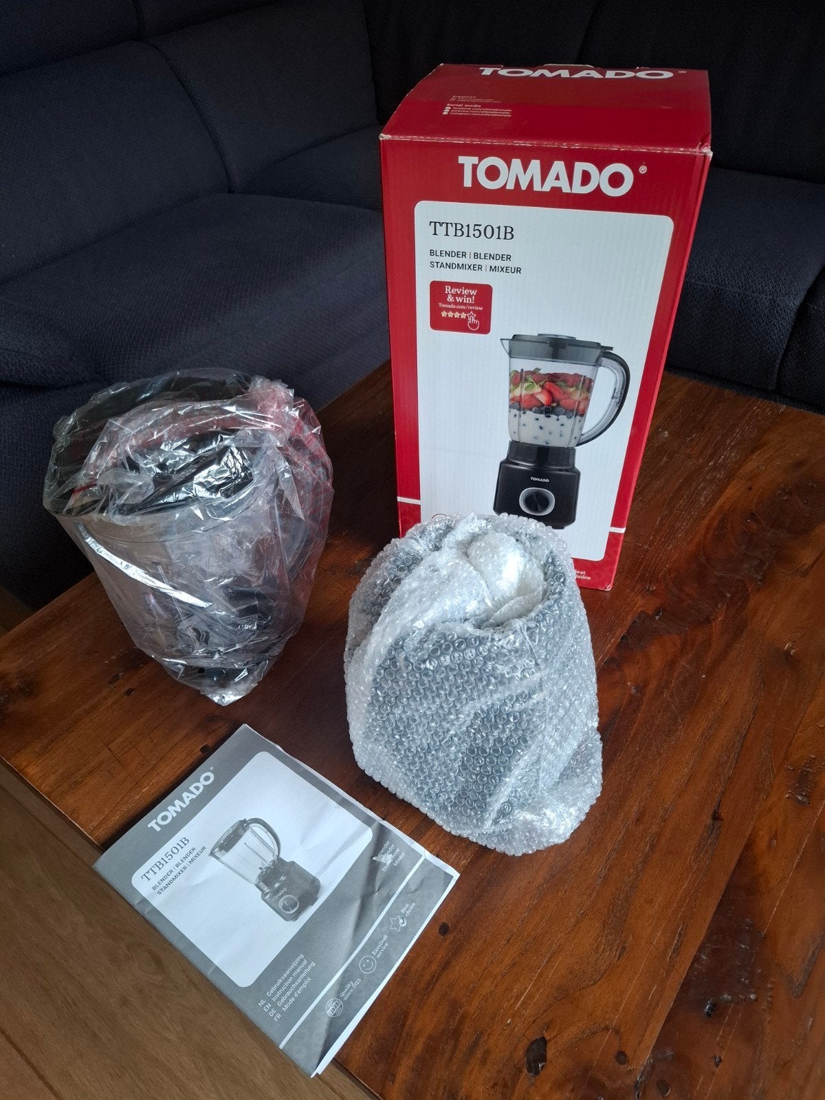Tomado TTB1501B Blender - Nieuw!, 1 tot 2 liter, Ophalen of Verzenden, Nieuw, 2 snelheden