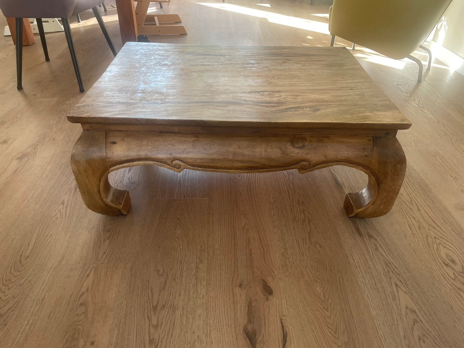 Teakhouten opiumtafel, Ophalen, Zo goed als nieuw, Rechthoekig, 50 tot 100 cm