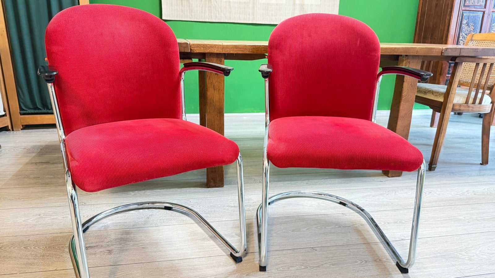 Gispen 413 Dutch Original Design eetkamerstoelen, Huis en Inrichting, Gebruikt, Twee, Ophalen of Verzenden, Metaal