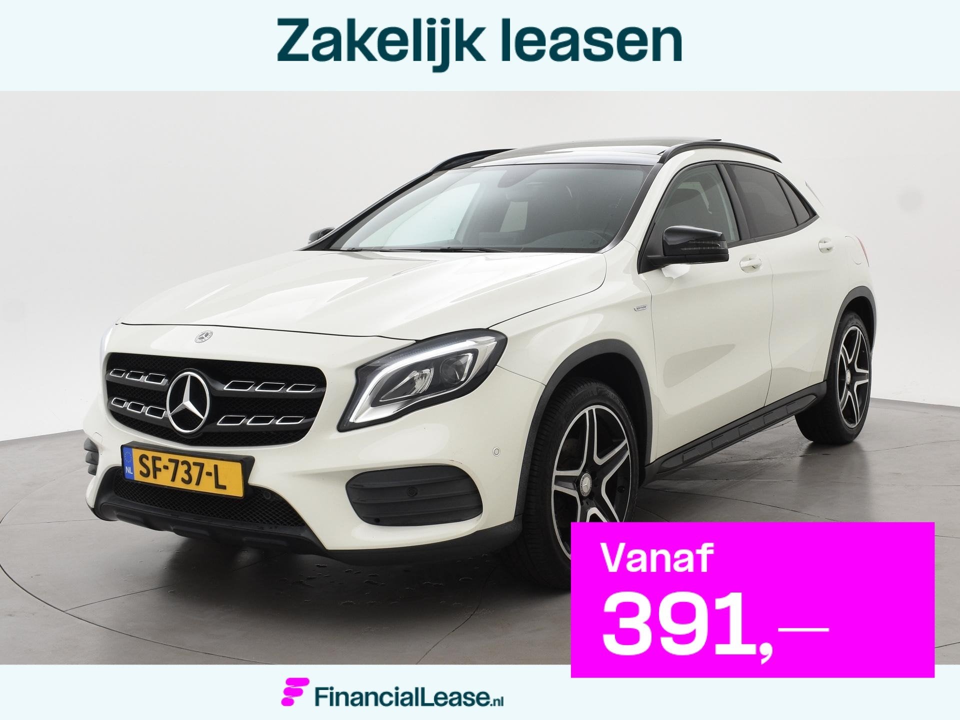 Mercedes-Benz GLA-klasse 200 AUT. AMG LINE + PANORAMA SCHUIF, Gebruikt, 715 kg, Leder en Stof, Wit