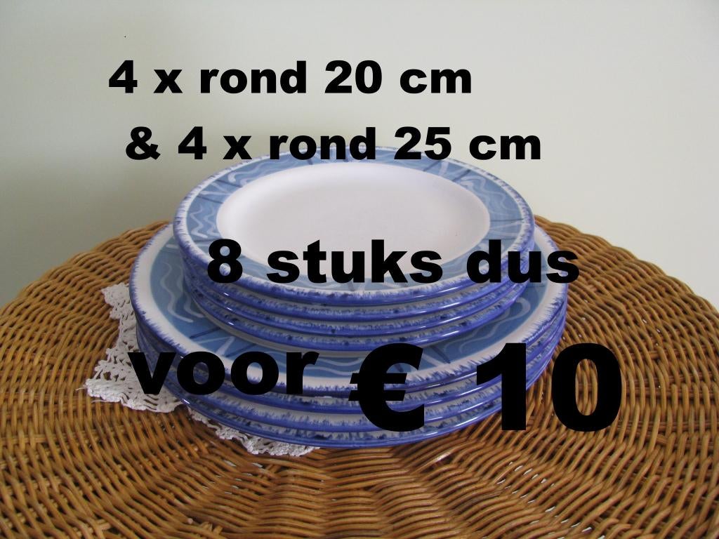 4 x bord 20 cm + 4 x bord 25 cm * Intermezzo * voor € 10 *, Ophalen, Zo goed als nieuw, Bord(en), Overige stijlen