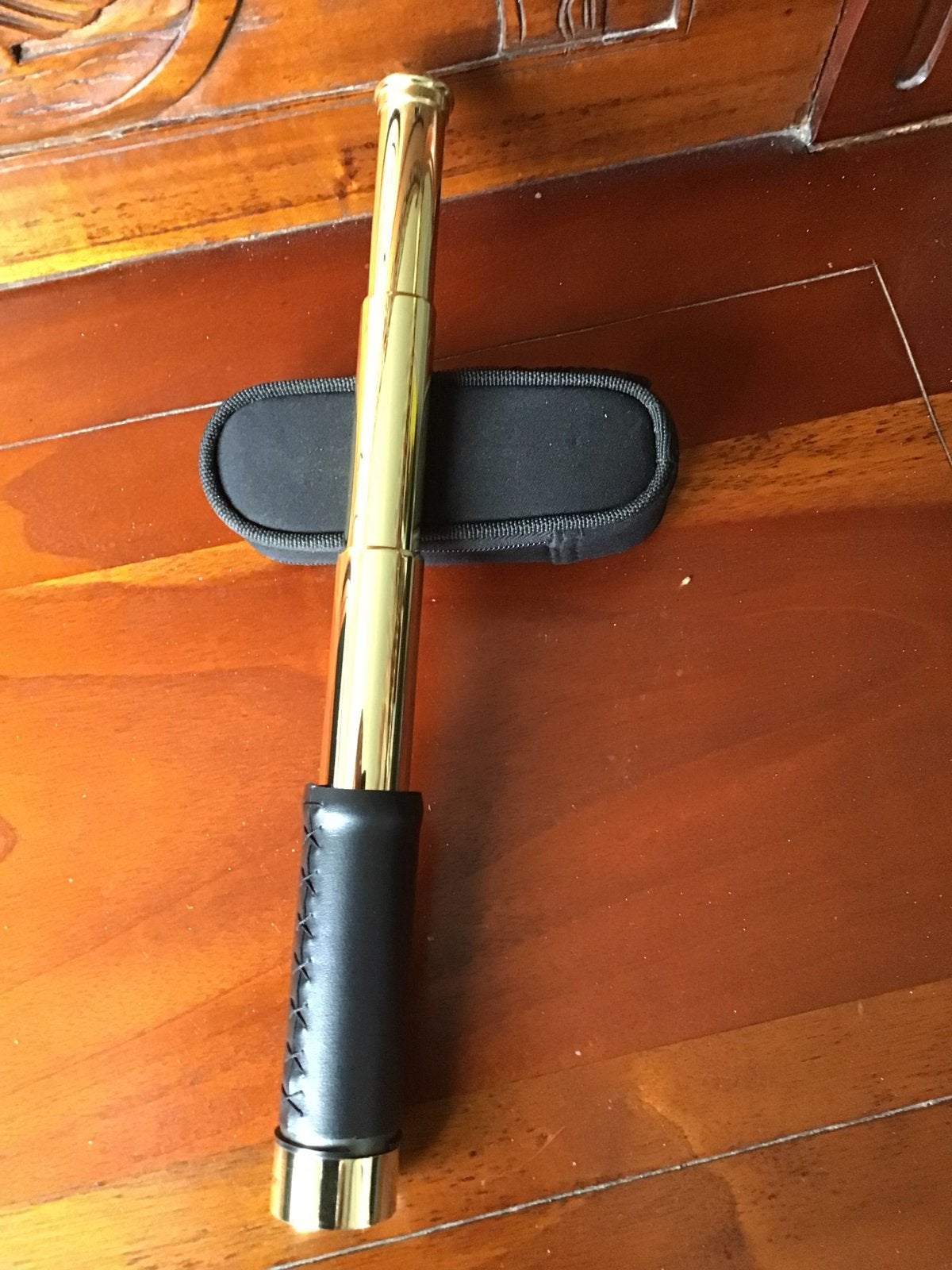 Gouden Monoculair Telescoop met Leren Grip en Draagtas, Audio, Tv en Foto, Ophalen of Verzenden, Zo goed als nieuw, Minder dan 80 mm