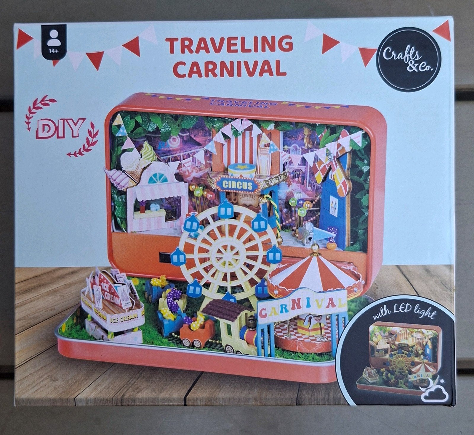 DIY Miniatuur Kermis Knutselset met LED-licht, Hobby en Vrije tijd, Ophalen of Verzenden, Nieuw, Knutselwerk