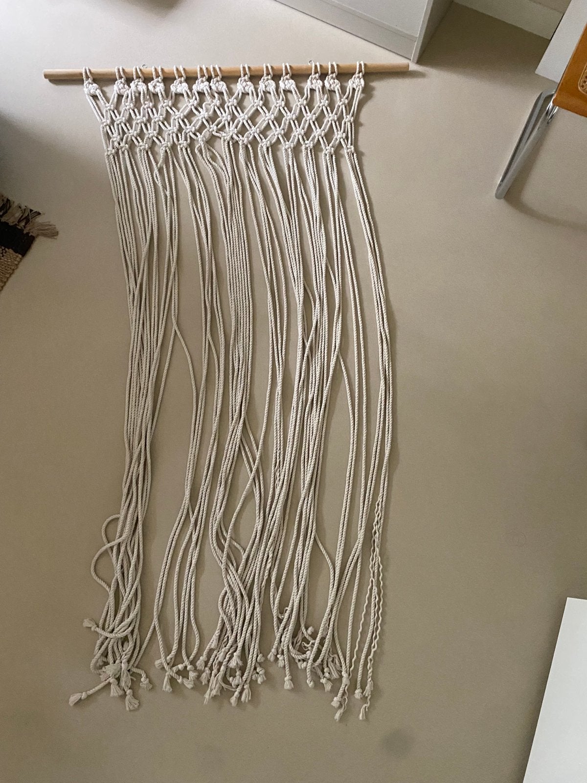 Macrame (vliegen)gordijn, Ophalen, Gebruikt, Crème