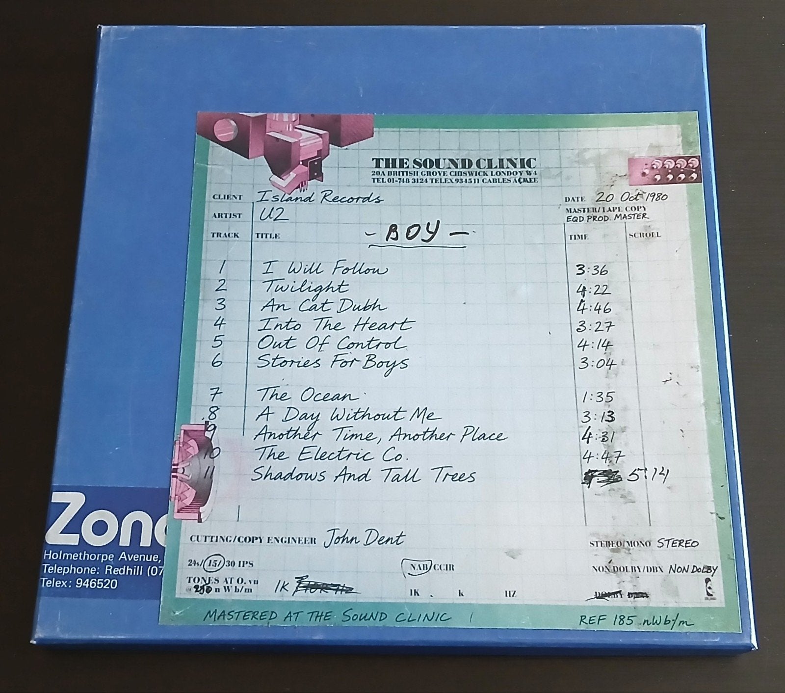 U2 BOY 1980 Production Mastered  cSoumd clinictape reel, Ophalen of Verzenden