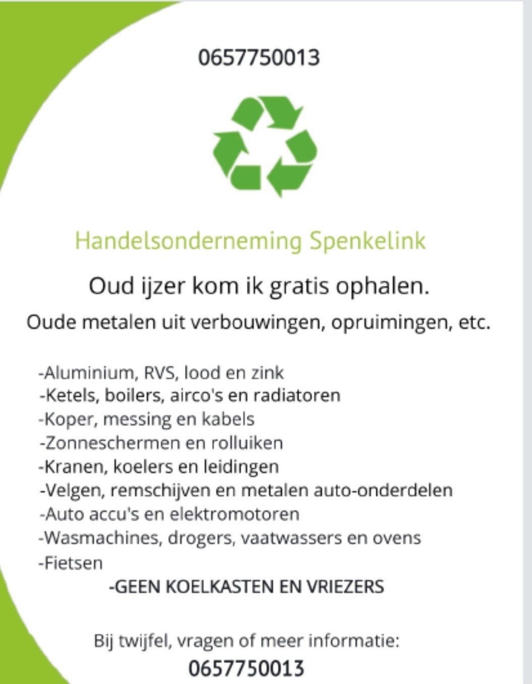 Oud ijzer haal ik graag op, Doe-het-zelf en Verbouw, Metalen, Ophalen