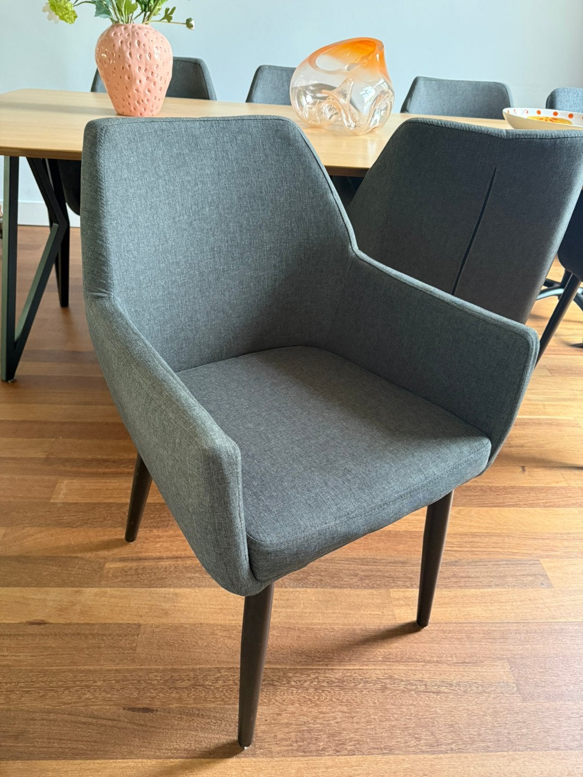 6 stuks eetkamerstoelen €55- per stoel, Huis en Inrichting, Ophalen, Zo goed als nieuw, Vijf, Zes of meer stoelen, Stof