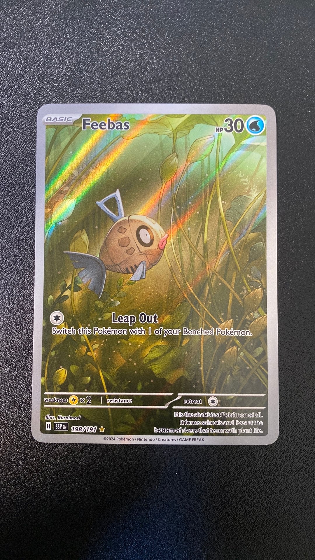 Pokemon feebas 198 full art surging sparks, Ophalen of Verzenden, Zo goed als nieuw, Losse kaart