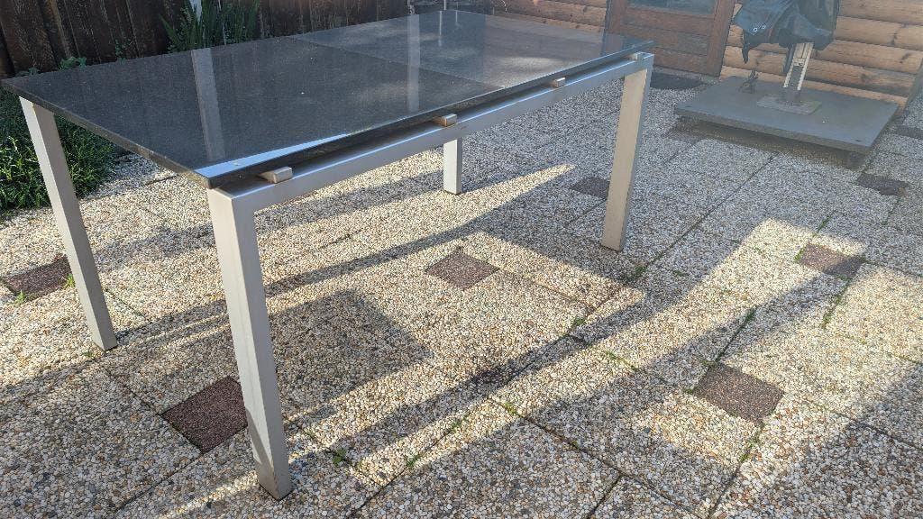 tuintafel staal met graniet 160x80cm, Tuin en Terras, Tuintafels, Ophalen, Gebruikt, Rechthoekig, Metaal
