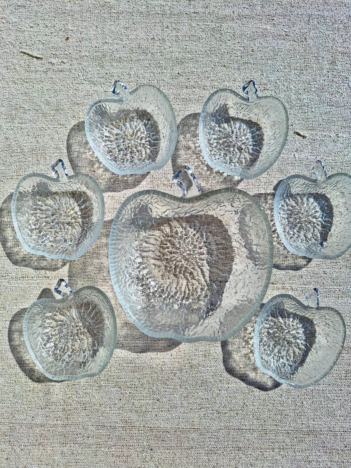 vintage glazen set appel grote schaal en kleine schaaltjes, Ophalen of Verzenden, X, Overige stijlen, Glas