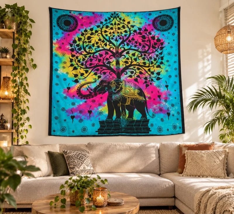 Wandkleed, mandala kleed, wanddecoratie, bedsprei, decoratie, 3811 JM, Info@rodebeagle.nl, Rode Beagle kunstbloemen, Nieuw