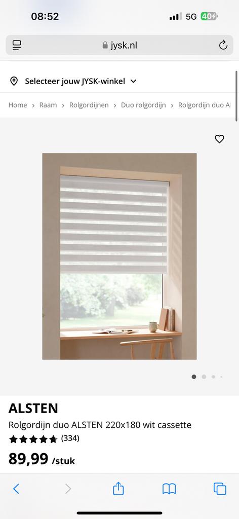 Jysk alsten gordijn 220 x 180, Huis en Inrichting, Stoffering | Gordijnen en Lamellen, Ophalen of Verzenden, Zo goed als nieuw