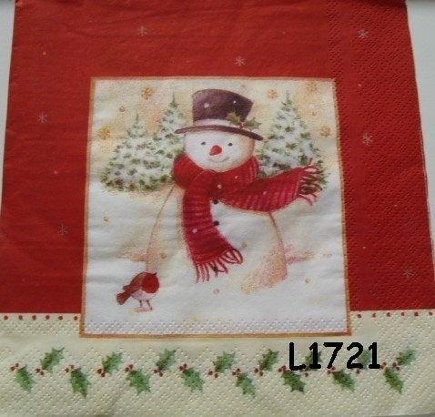 Servetten decoupage/bullet journal - Sneeuwpop L1721, Verzenden, Nieuw