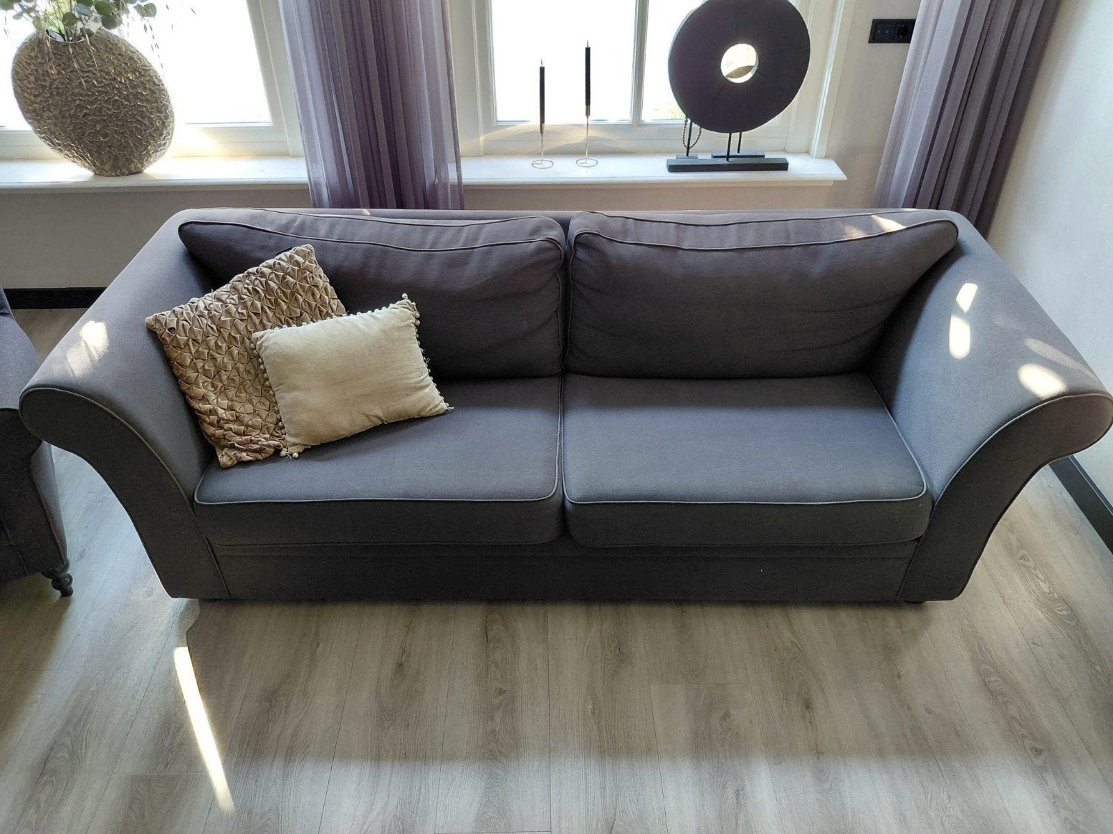 Complete 3-delige stoffen zitgroep: 2 banken + fauteuil, Ophalen, Driepersoons, 75 tot 100 cm, Zo goed als nieuw
