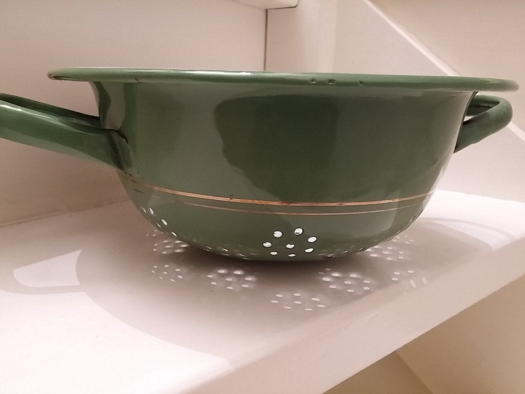 emaille vergiet en schaal brocante landelijk, Verzenden