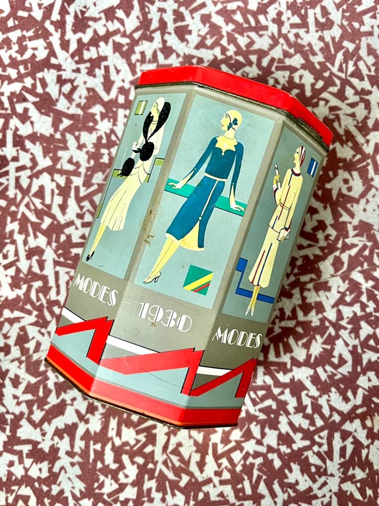 Vintage Art Deco Blikken Trommel 'Modies 1930', Ophalen