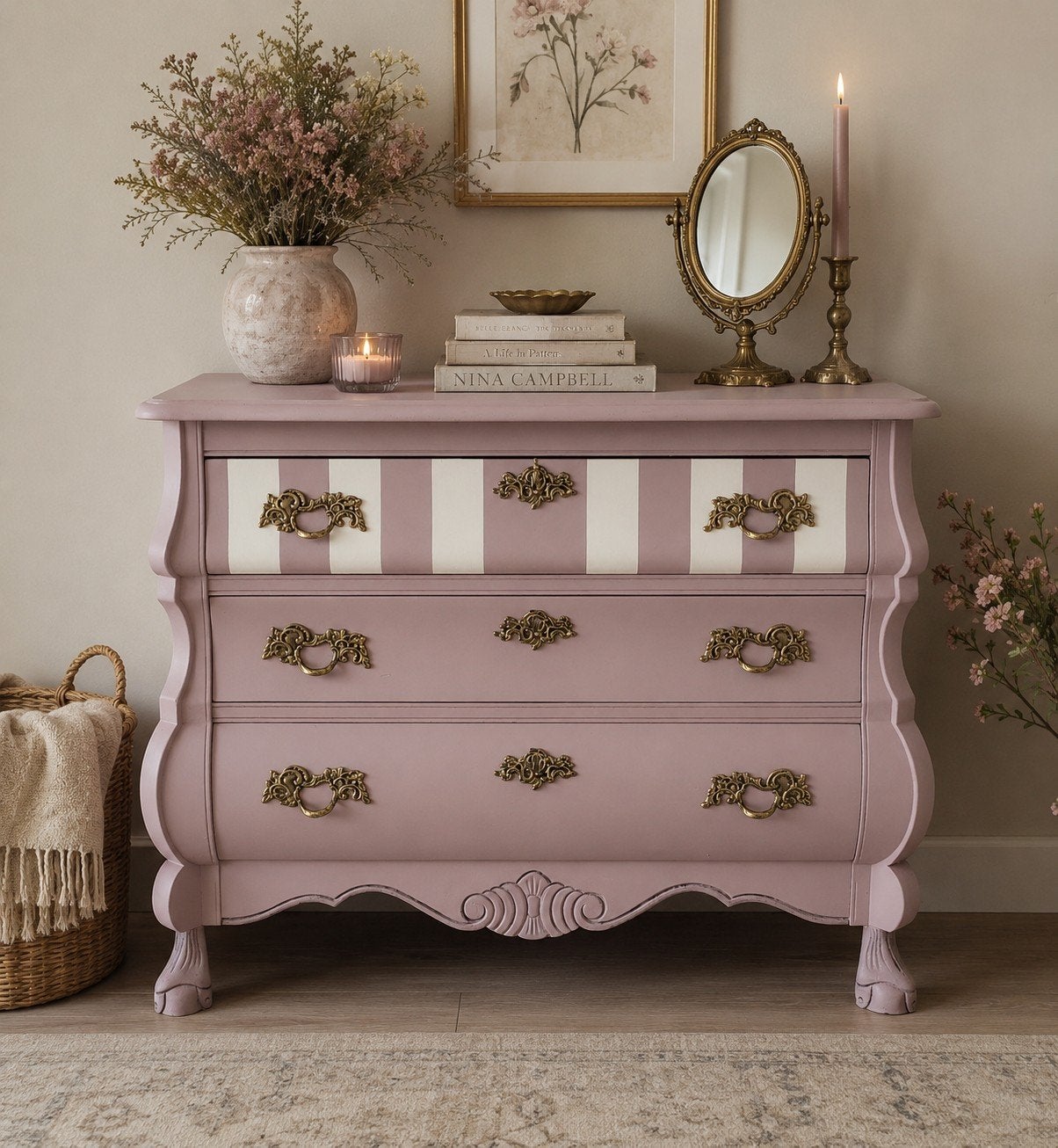 Charmant oudroze buikkastje – uniek gerestyled, Huis en Inrichting, Ophalen, Antiek, vintage, brocante, landelijk, kastje, 50 tot 100 cm