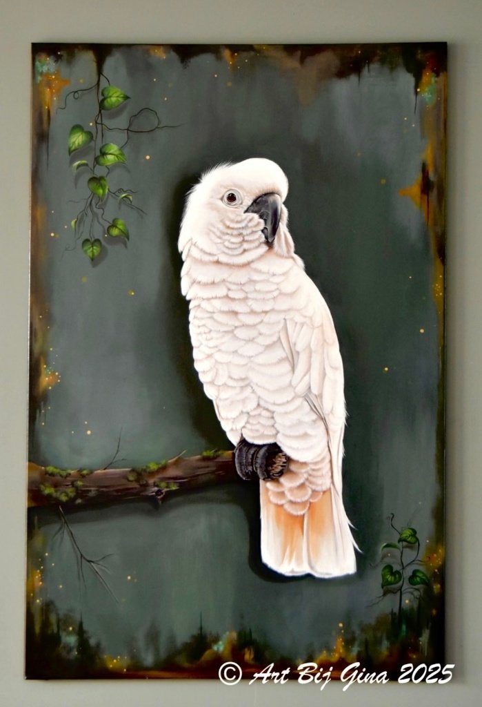 Kaketoe delight... XL schilderij met portret van een kaketoe, Ophalen, Acrylverf, Dieren, Gelimiteerde oplage
