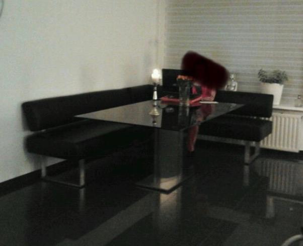 Eethoek met lederen banken, Huis en Inrichting, Barkrukken, 5 krukken of meer, Ophalen, Gebruikt, 60 tot 90 cm