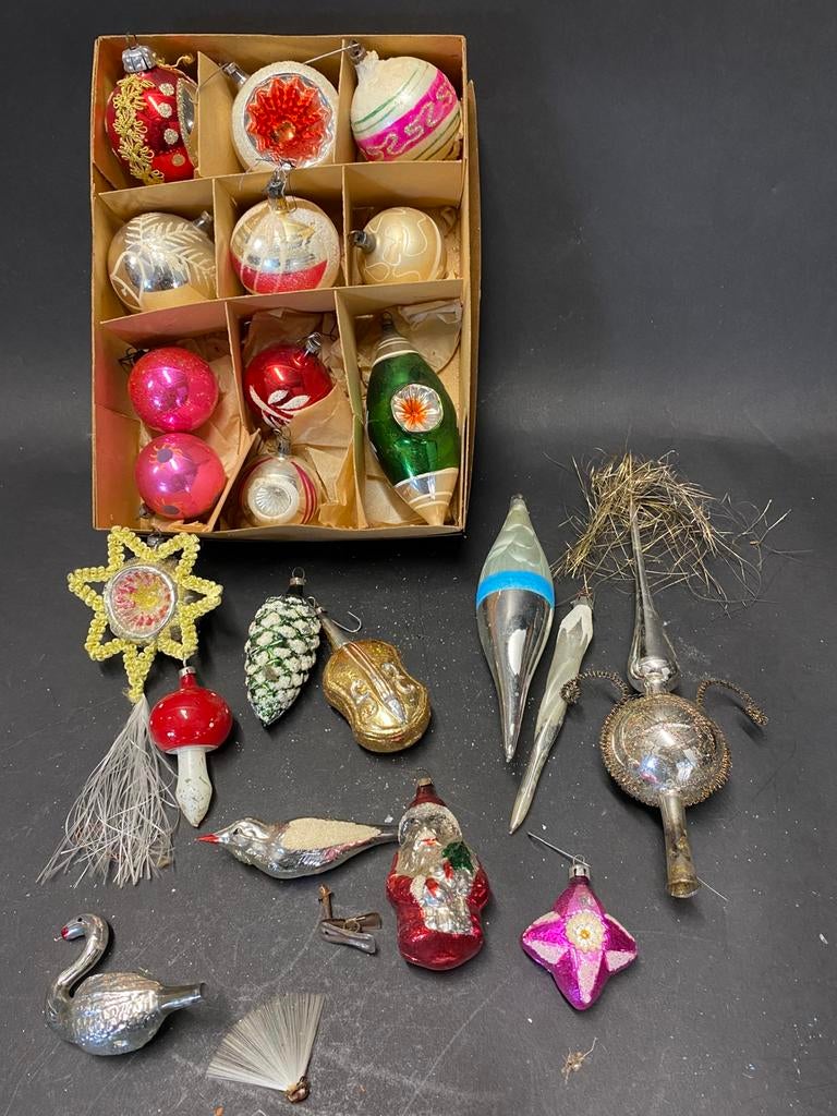 Antiek glazen kerstballen Piek, Diversen, Kerst, Ophalen of Verzenden, Gebruikt