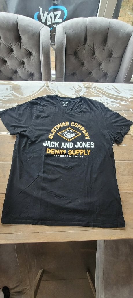 Jack & Jones Denim Supply T-shirt XL – Zwart / Geel –, Zwart, Maat 56/58 (XL), Ophalen of Verzenden, Zo goed als nieuw