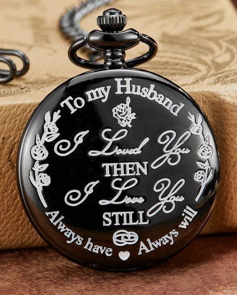 Zakhorloge 'To my Husband'  in zwart - Uniek cadeau, Ophalen of Verzenden, Nieuw