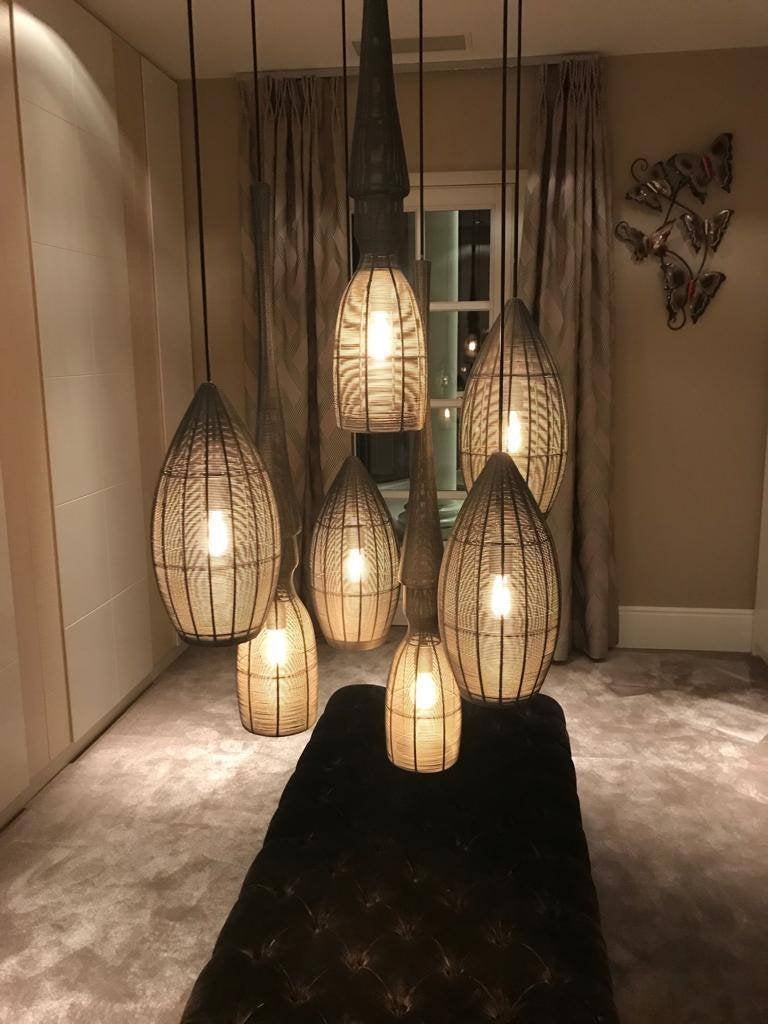 Unieke set van 7 grote designhanglampen