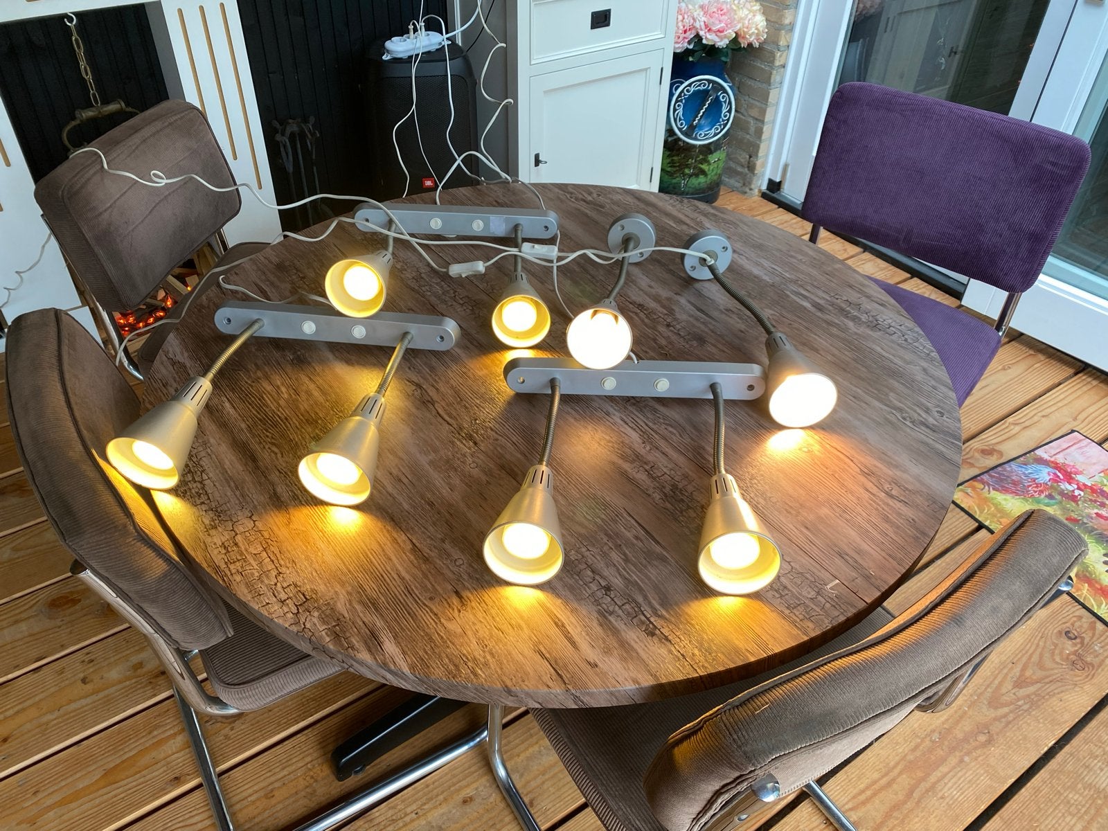 5x Vintage IKEA Kvart V0401/V0402 wand-/plafondlampen, Metaal, Gebruikt, E14 (klein), Zilver