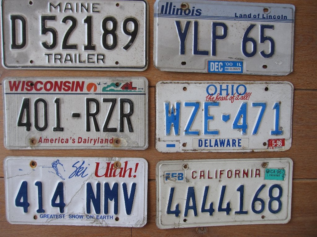 6 USA nummerplaten kentekenplaten nummerplaat nummerborden, Verzamelen, Ophalen of Verzenden, Gebruikt, Auto's