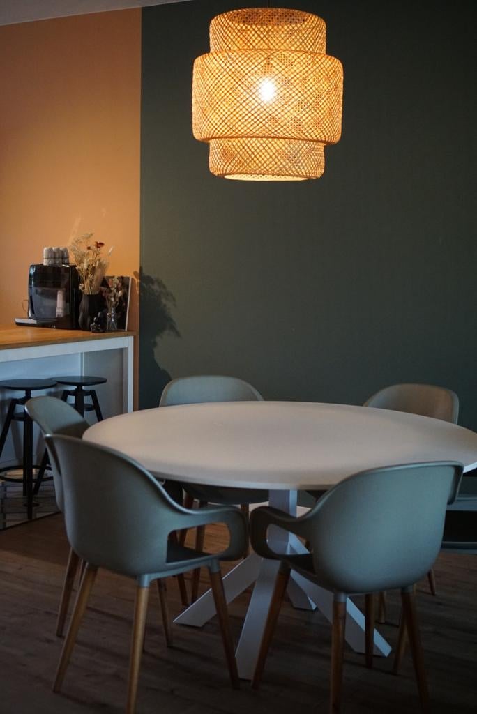 Set van 6 moderne eetkamerstoelen - Groen Grijs/Hout, Gebruikt, Modern, Scandinavisch, Grijs, Vijf, Zes of meer stoelen