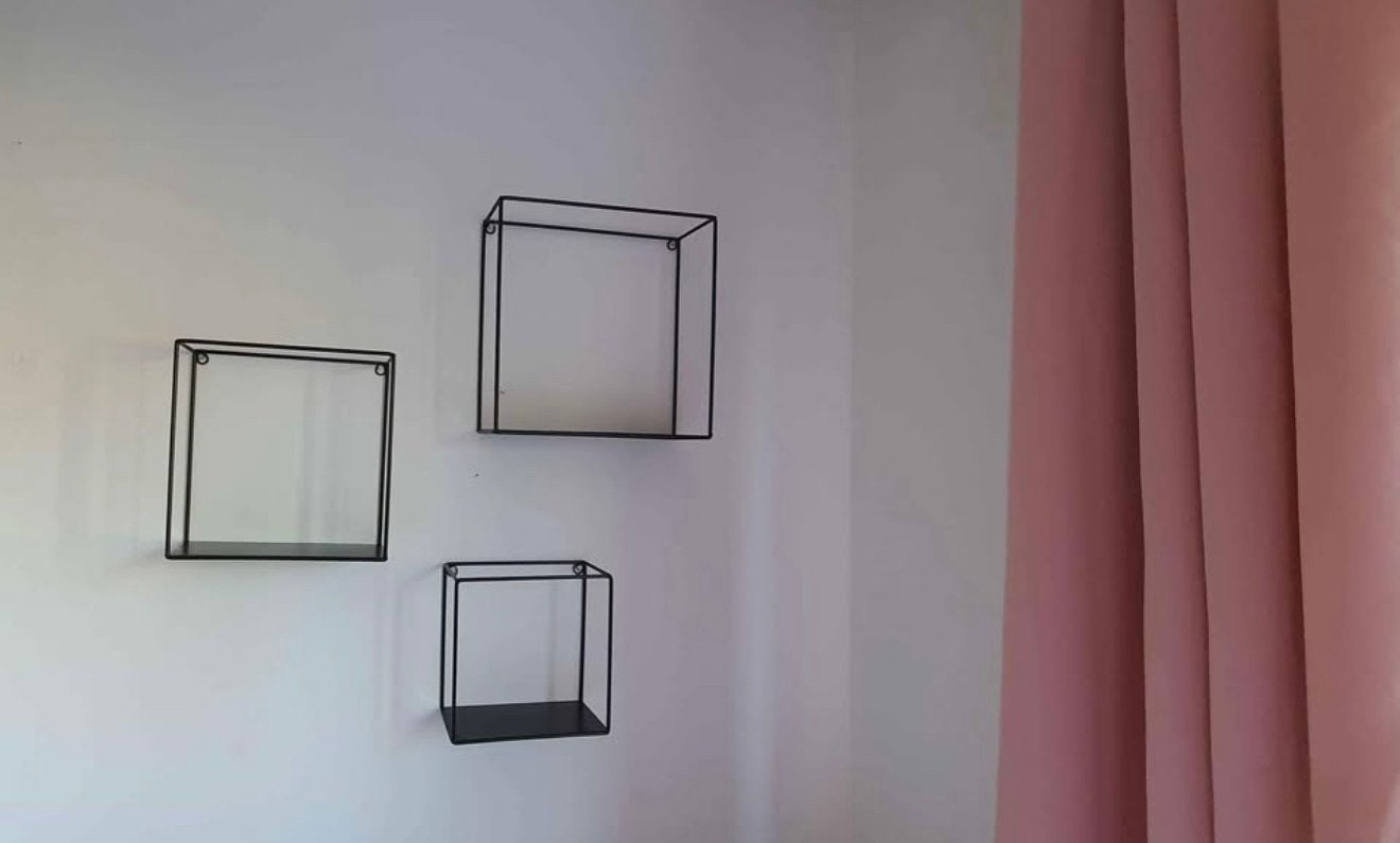Set van 3 zwarte metalen wandrekken, Huis en Inrichting, Metaal, Gebruikt, Industrieel, Zwart