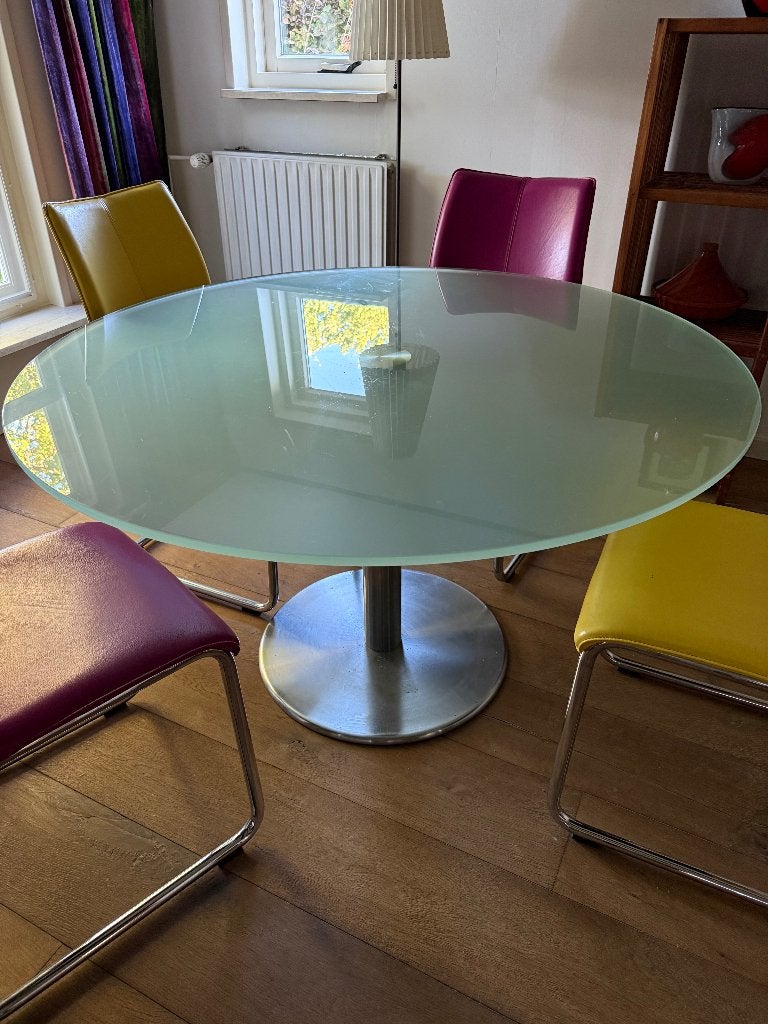 Eettafel, Huis en Inrichting, Ophalen, Gebruikt, 100 tot 150 cm, Glas