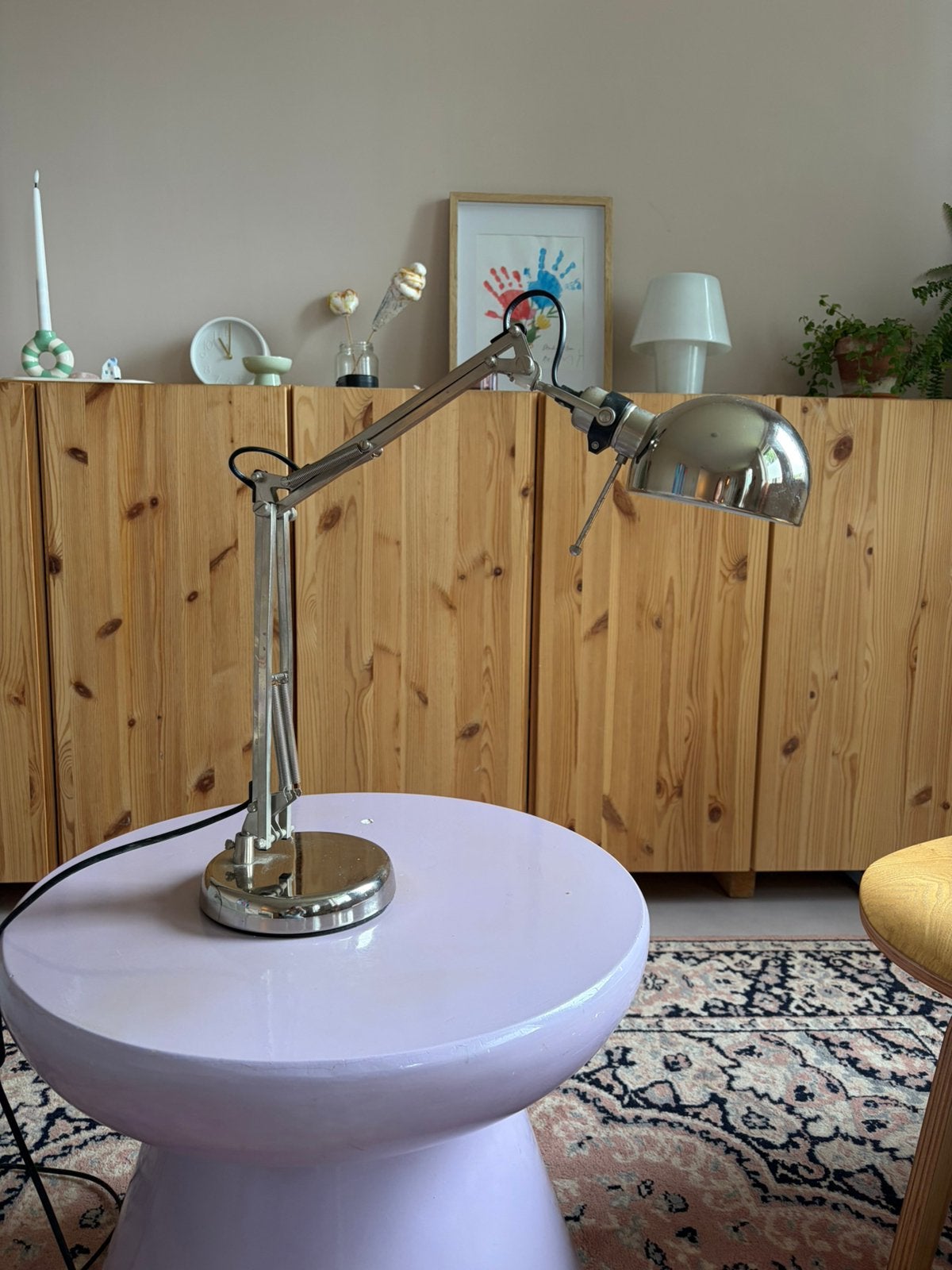 Zilveren bureaulamp, Huis en Inrichting, Lampen | Tafellampen, Ophalen, Zo goed als nieuw, Metaal, Minder dan 50 cm